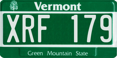 VT license plate XRF179
