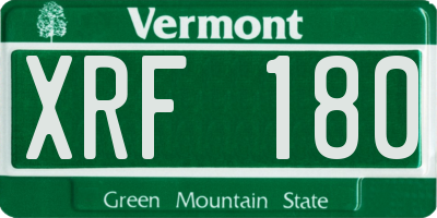 VT license plate XRF180