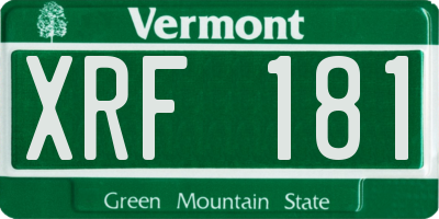 VT license plate XRF181