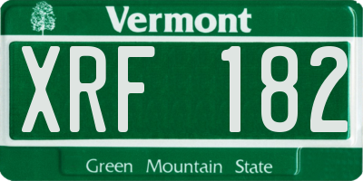 VT license plate XRF182