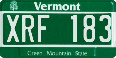 VT license plate XRF183