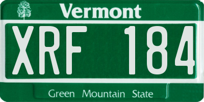 VT license plate XRF184