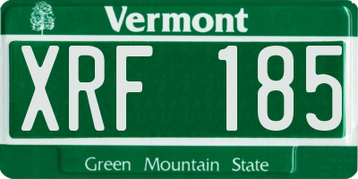 VT license plate XRF185
