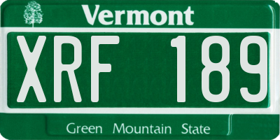 VT license plate XRF189