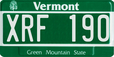 VT license plate XRF190