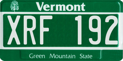 VT license plate XRF192