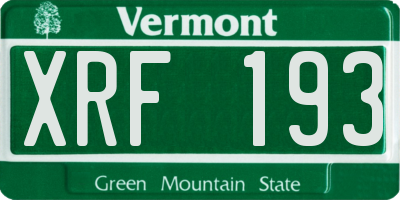 VT license plate XRF193
