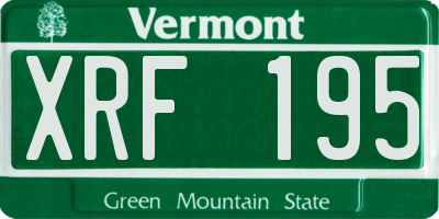 VT license plate XRF195