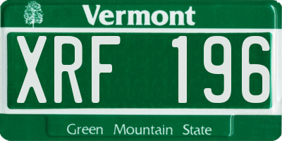 VT license plate XRF196