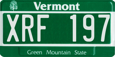 VT license plate XRF197