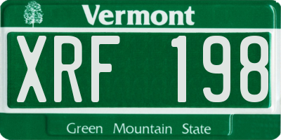 VT license plate XRF198