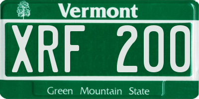 VT license plate XRF200