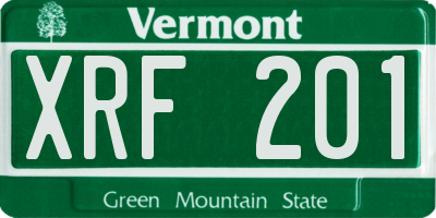 VT license plate XRF201