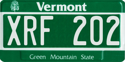 VT license plate XRF202