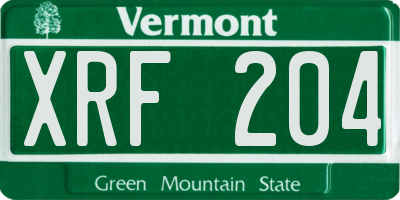 VT license plate XRF204