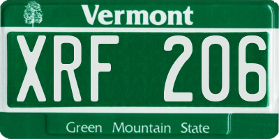 VT license plate XRF206