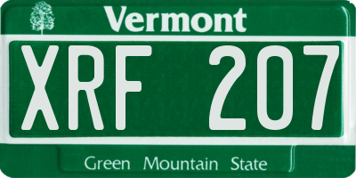 VT license plate XRF207