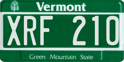 VT license plate XRF210