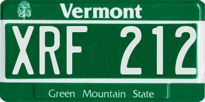VT license plate XRF212