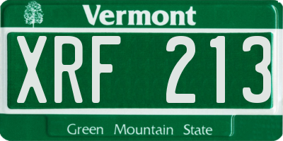 VT license plate XRF213