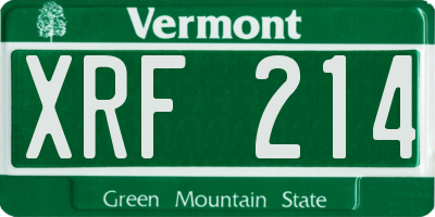 VT license plate XRF214