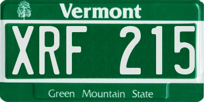 VT license plate XRF215