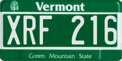 VT license plate XRF216