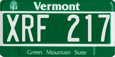 VT license plate XRF217
