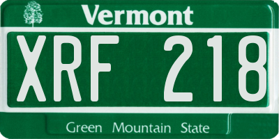 VT license plate XRF218