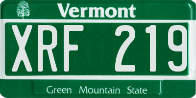 VT license plate XRF219
