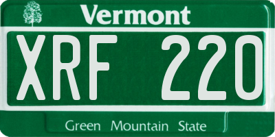 VT license plate XRF220