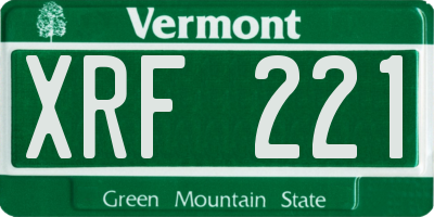 VT license plate XRF221