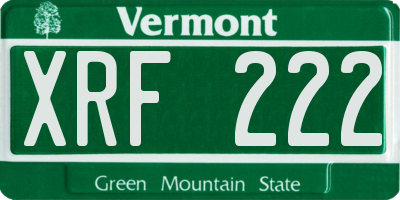 VT license plate XRF222