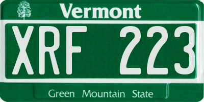 VT license plate XRF223