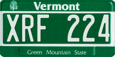 VT license plate XRF224