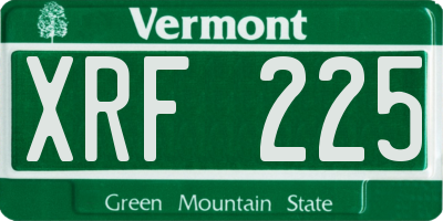 VT license plate XRF225