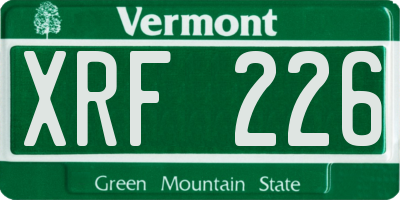 VT license plate XRF226