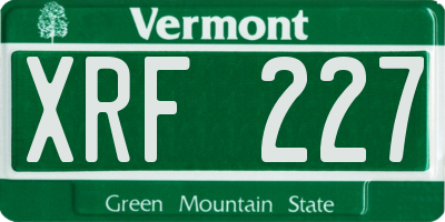 VT license plate XRF227