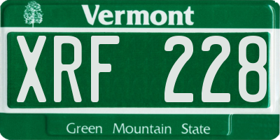 VT license plate XRF228