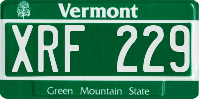 VT license plate XRF229