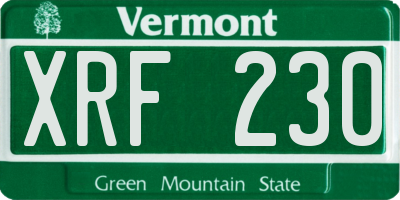 VT license plate XRF230