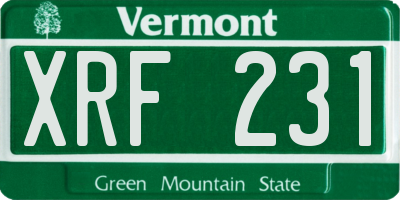 VT license plate XRF231