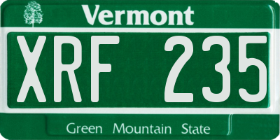 VT license plate XRF235