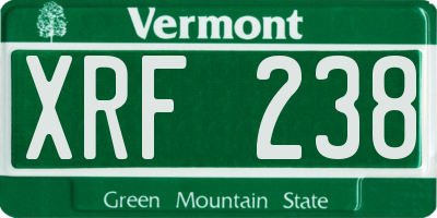 VT license plate XRF238