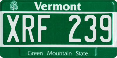 VT license plate XRF239