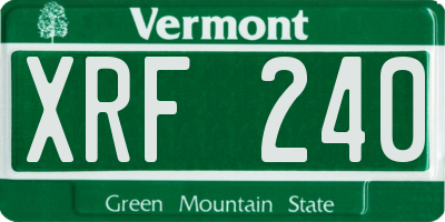 VT license plate XRF240
