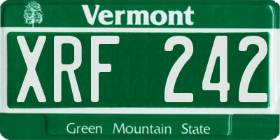 VT license plate XRF242