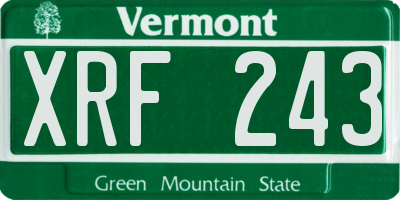 VT license plate XRF243