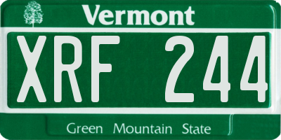 VT license plate XRF244