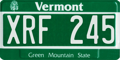 VT license plate XRF245